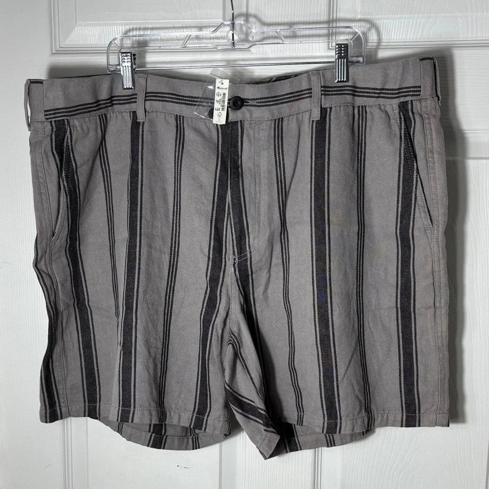Madewell Men's XXL NWT Striped Lounge Shorts Hemp Cotton Gray Black